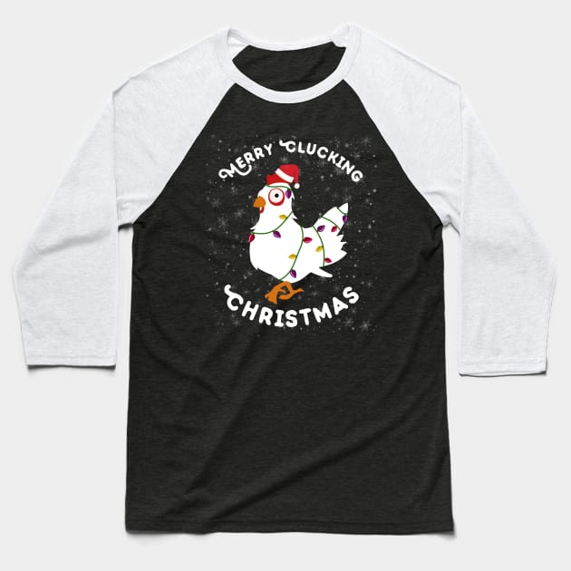 Merry Clucking Christmas Baseball T-Shirt by MasliankaStepan